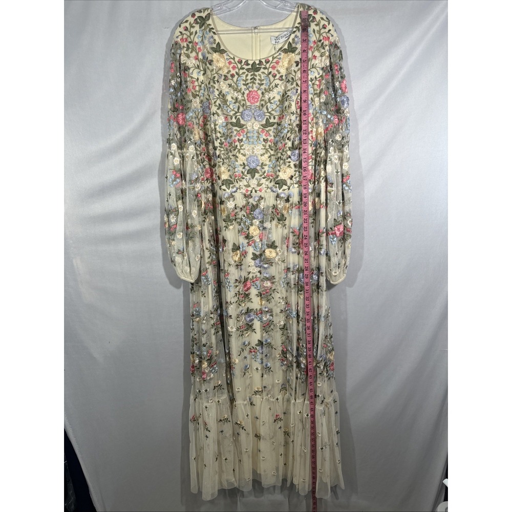 NWT Mac Duggal [ 24 ] 35161 Floral Embroidered Blouson Sleeve‎ Gown Ivory #S1967 - Picture 6 of 16